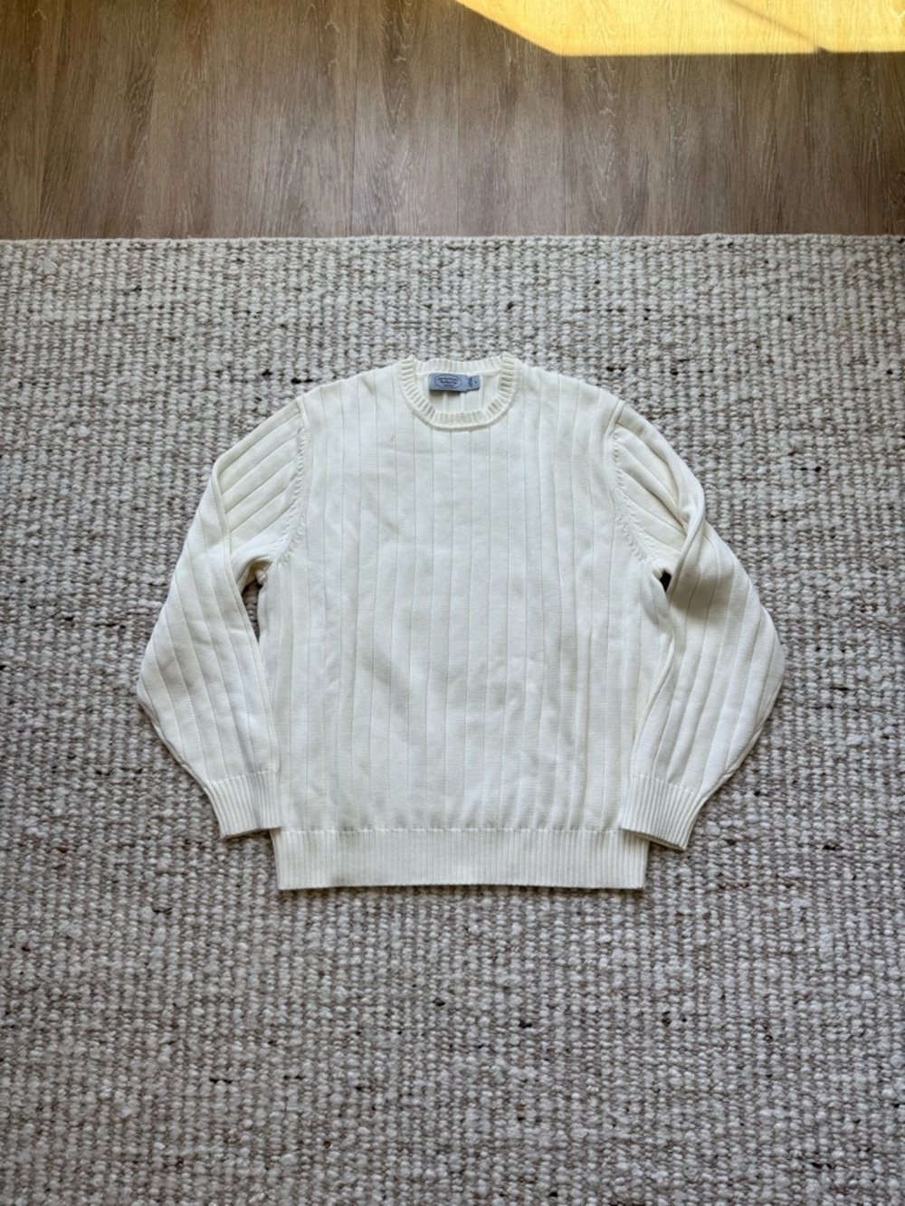 Talbots Vintage Ribbed Cotton Sweater L Butter Yellow Crewneck Minimal Classic